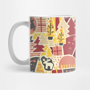 Modern Paper Cut Christmas pink, gray, yellow, red Mug